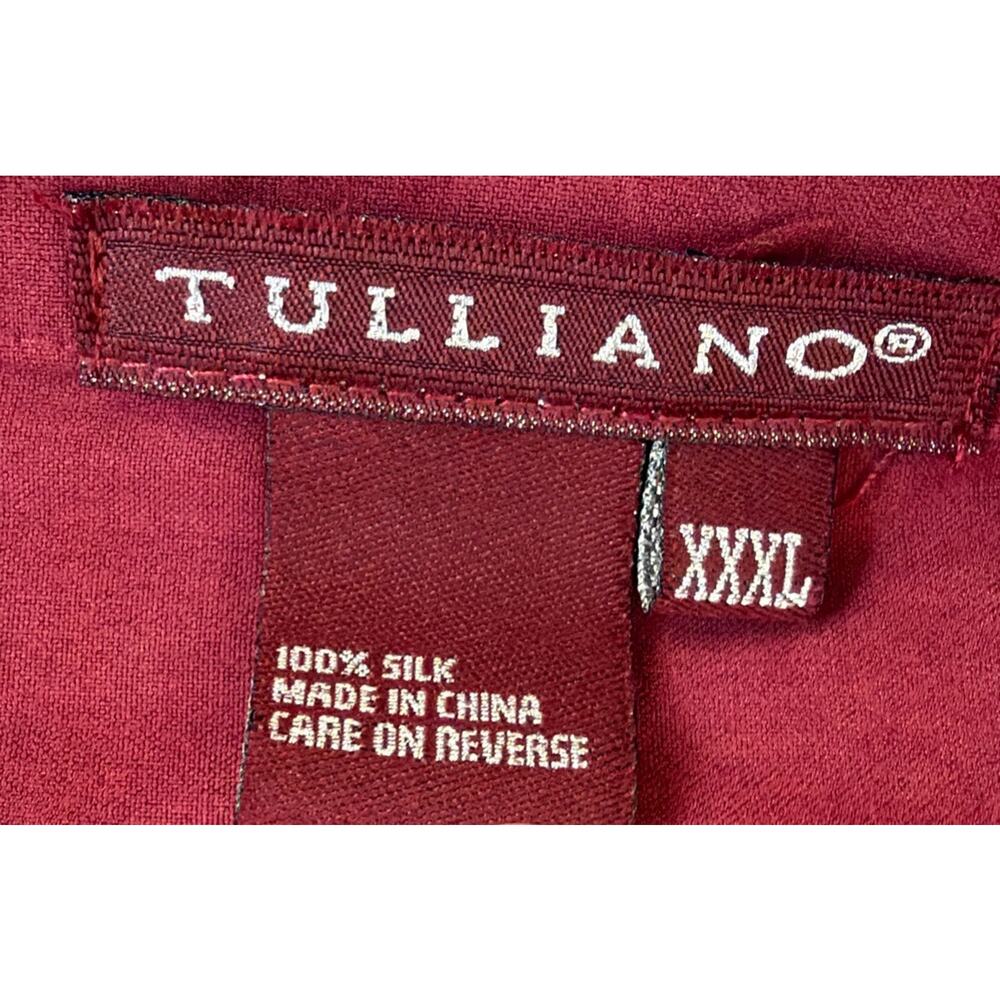Tulliano Men’s XXXL 100% Silk Camp Shirt Wine Red Button Front Retro Lounge NWT - Picture 6 of 8